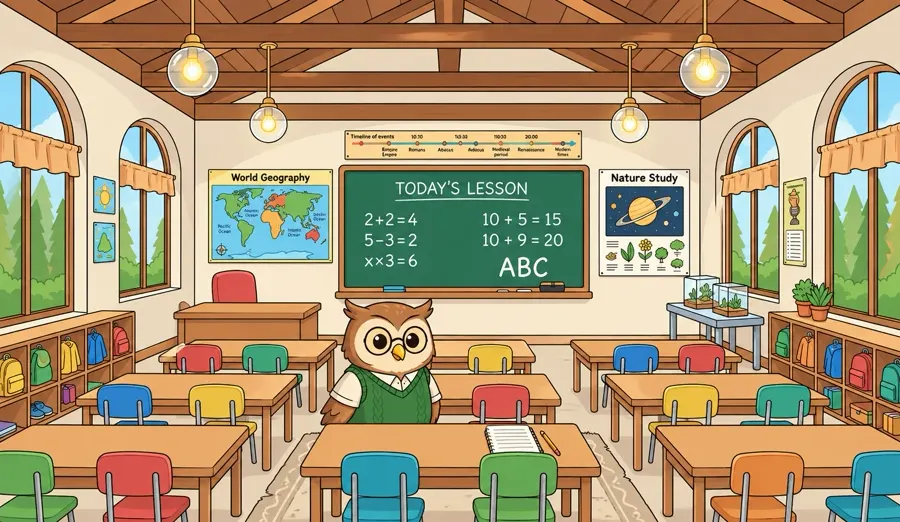 Une histoire audio dans Annalo Kids : un hibou dans une salle de classe